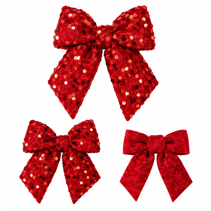 Fiocco decorativo natalizio rosso con paillettes set 2 pezzi 18 cm | Koopman - Perrone Shop
