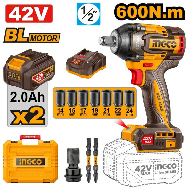 Avvitatore ad Impulsi 42V 600N.M Con 2 Batterie e Valigetta - Perrone Shop