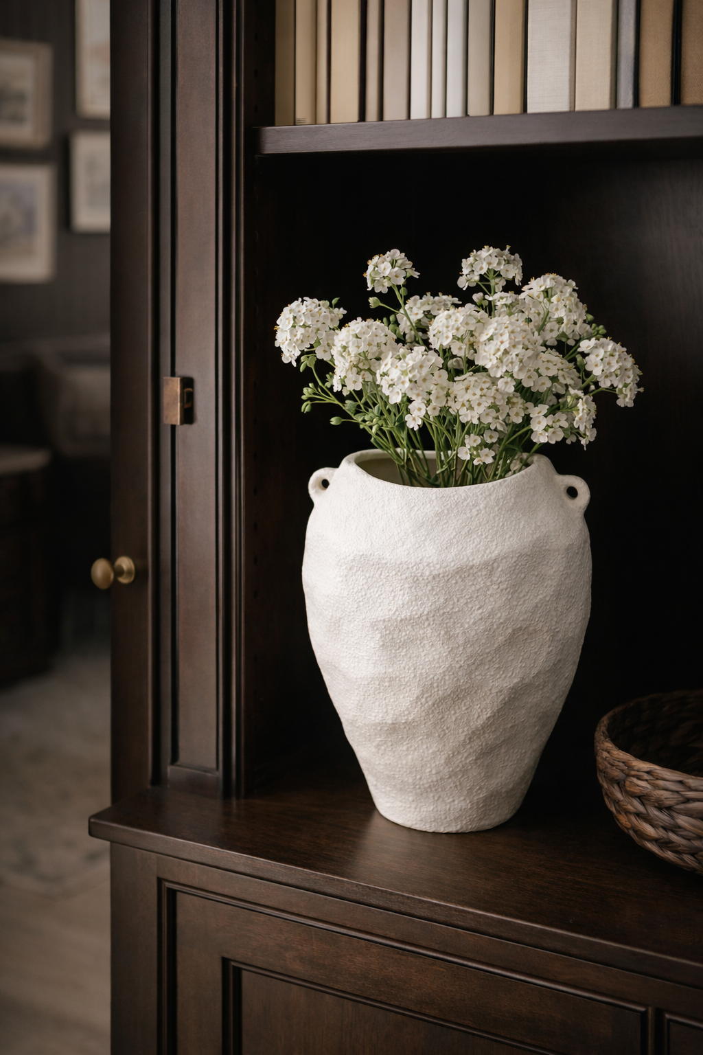 Vaso in ceramica bianco effetto pietra