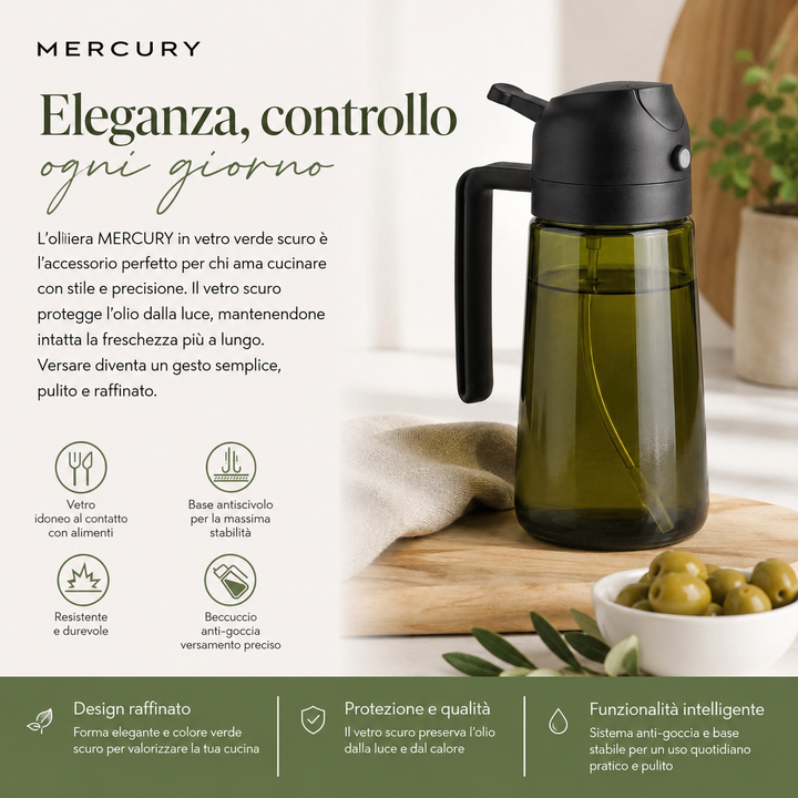 Oliera spray in vetro scuro 70ML | Mercury