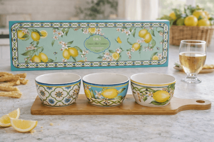 Set 3 ciotole in porcellana con limoni - Perrone Shop