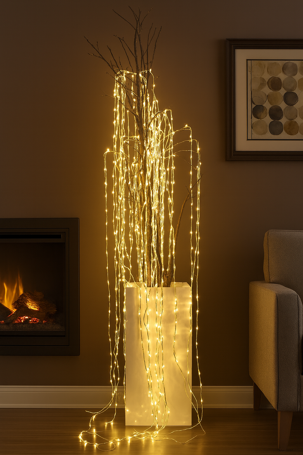 Cascata 1200 LED luce calda lunghezza 300cm