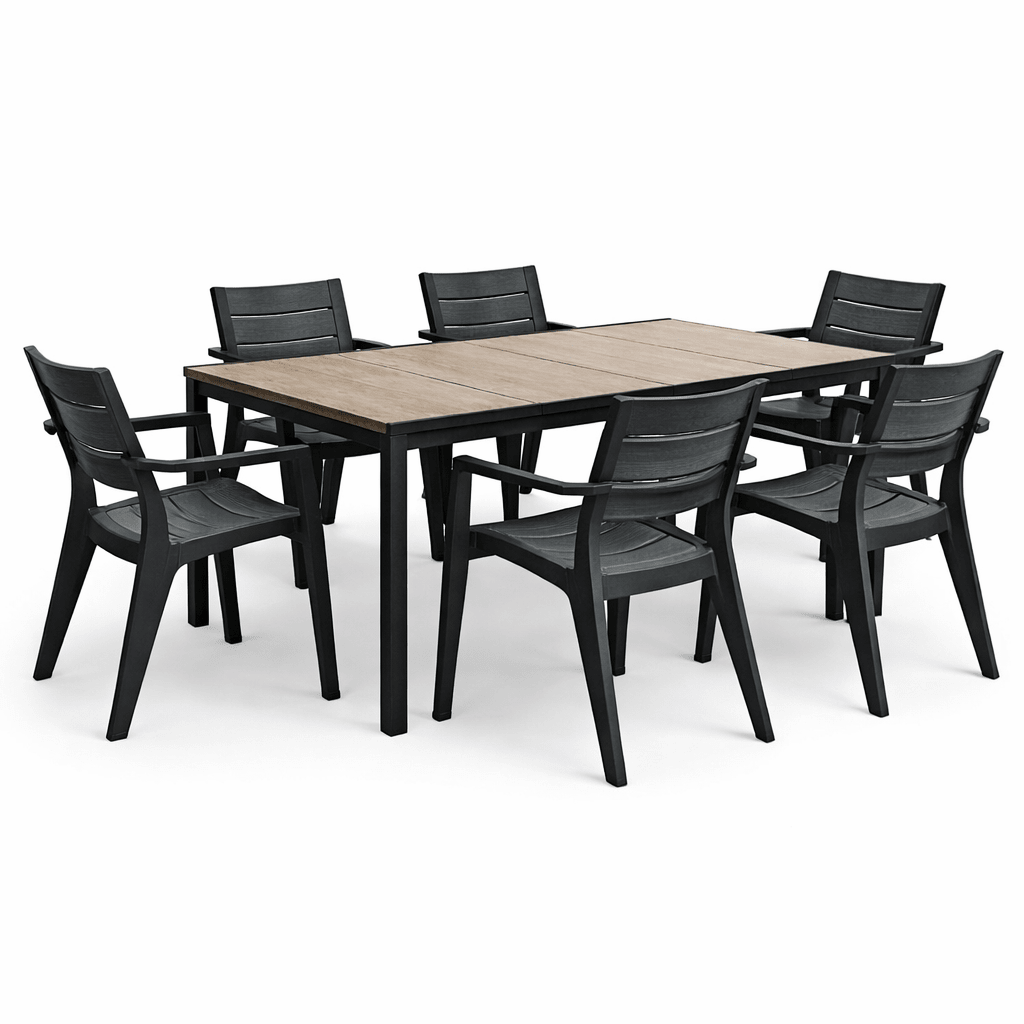 Set tavolo Porto + 6 sedie Julie Keter Graphite - Perrone Shop