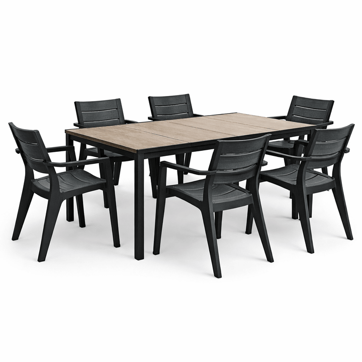 Set tavolo Porto + 6 sedie Julie Keter Graphite - Perrone Shop