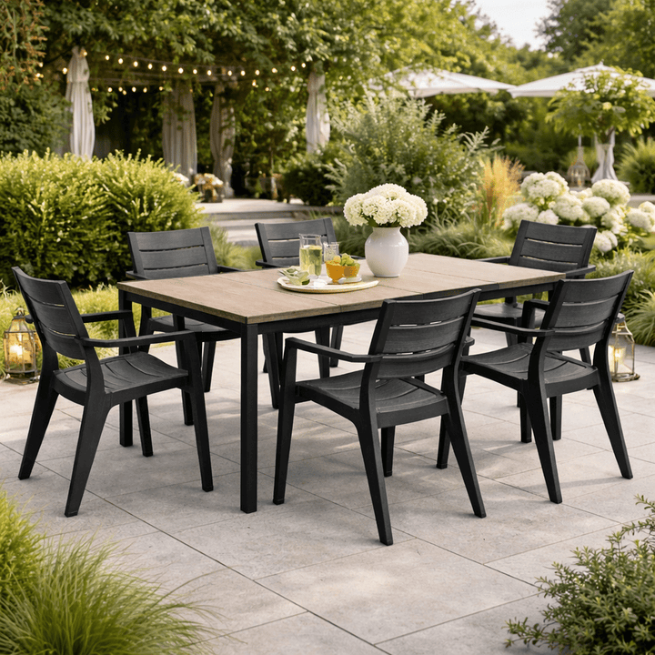 Set tavolo Porto + 6 sedie Julie Keter Graphite - Perrone Shop