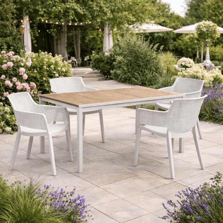 Keter Set tavolo Porto Bianco + 4 poltrone Elisa Bianche - Perrone Shop