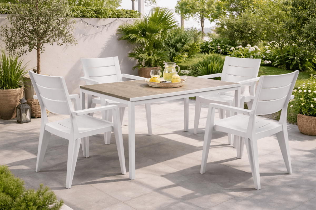 Set tavolo Porto Bianco + 4 sedie Julie Bianco - Perrone Shop