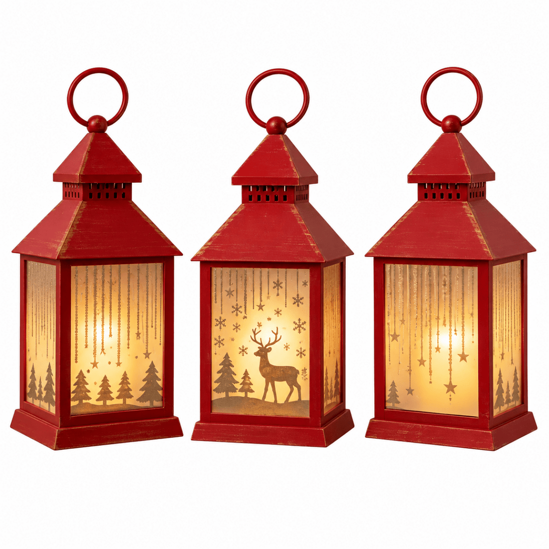 Lanterna rossa in plastica con candela a led 10x10xH.23cm | Mercury - Perrone Shop