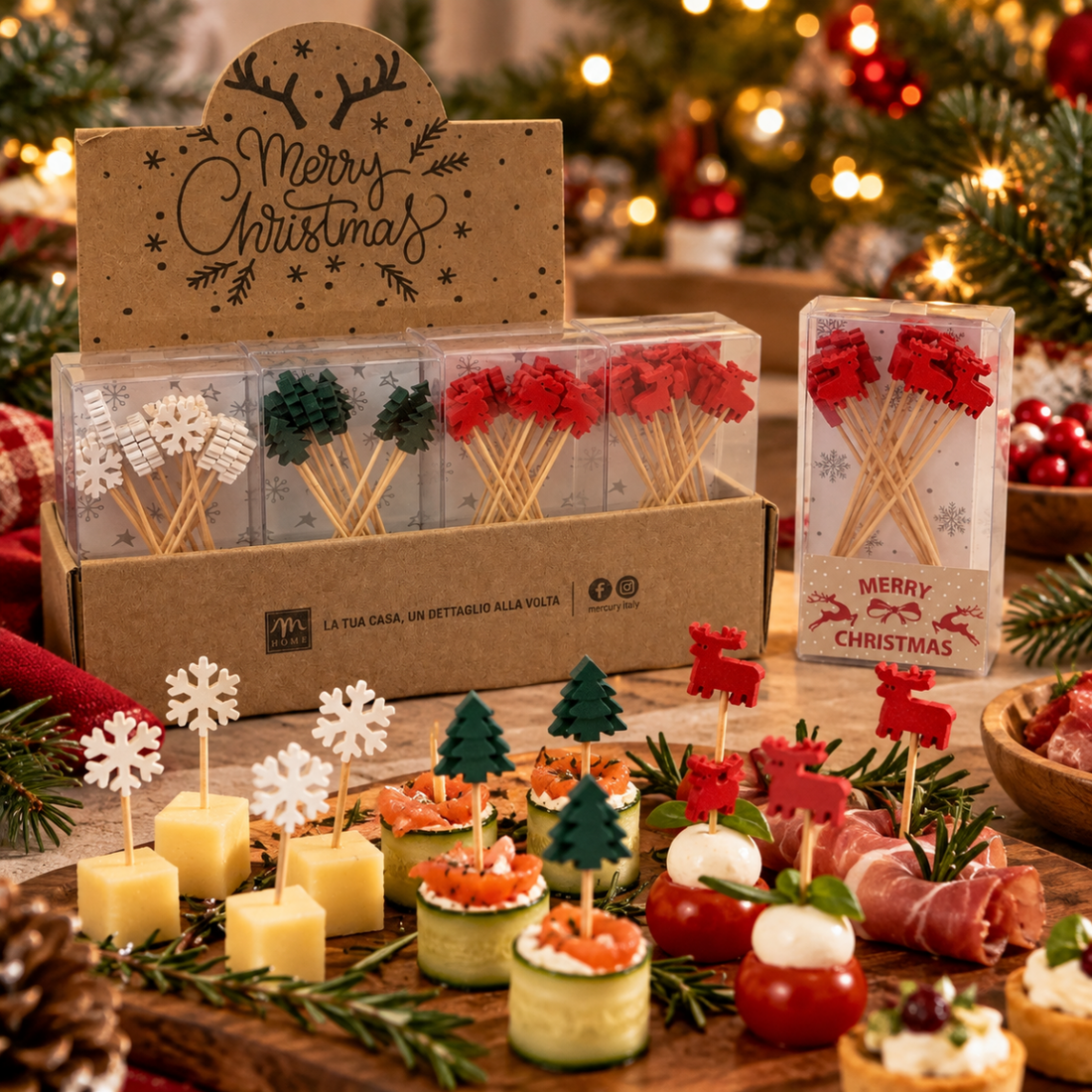 Confezione 15 stecchini natalizi decorati | Mercury - Perrone Shop