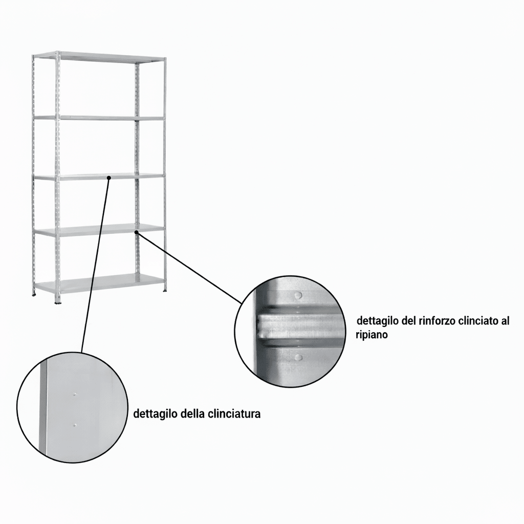 Kit 5 mensole metalliche per scaffale - Perrone Shop