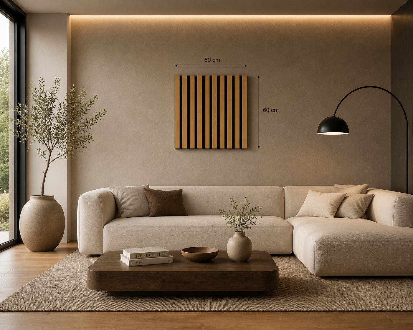 Set 4 Pannelli 60x60cm Decorativi Effetto Legno con Doghe Verticali | OX Zeroper