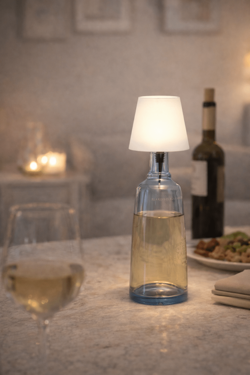 Lampada dimerabile per bottiglie Bianco D.11XH.14cm - Perrone Shop