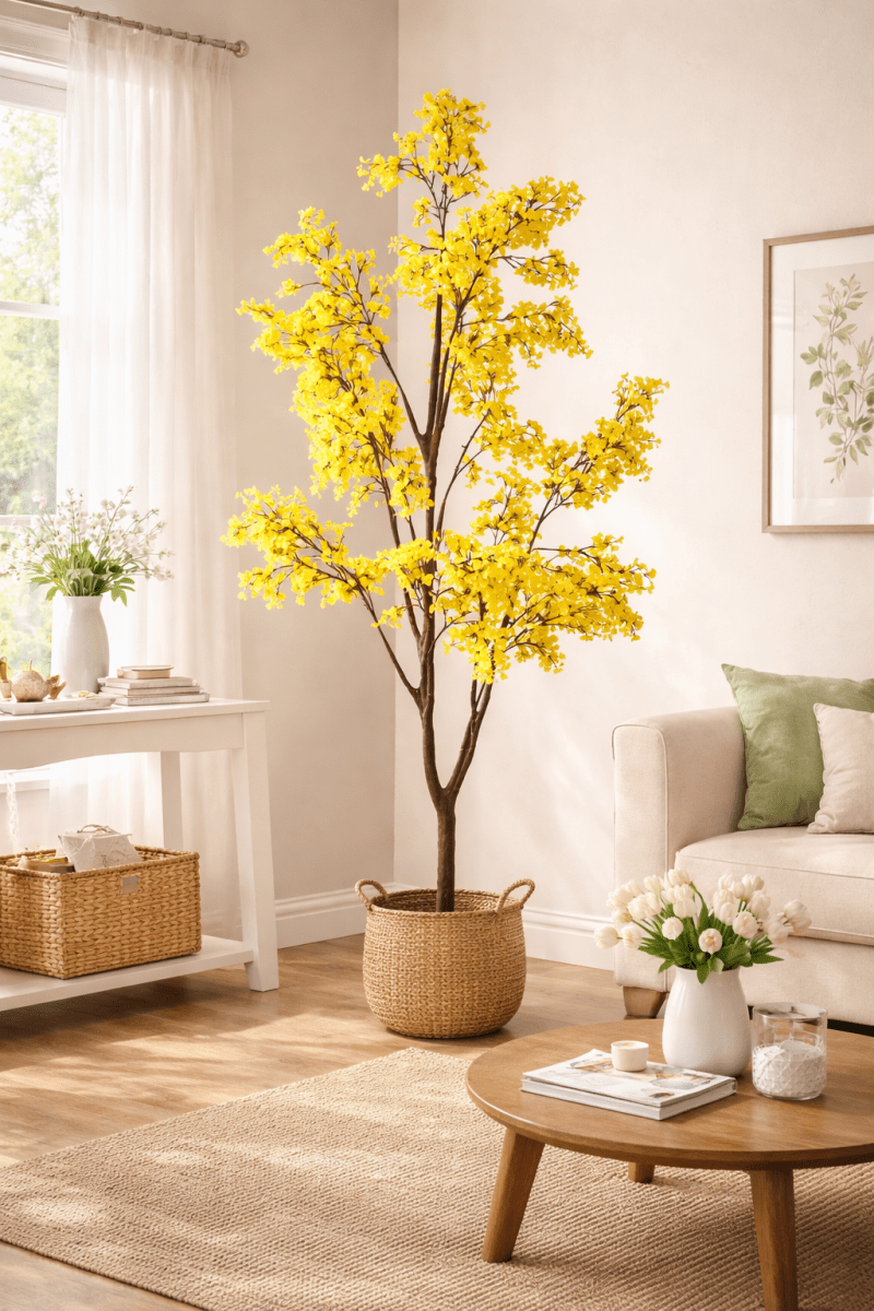 Albero artificiale giallo in PVC H.200CM - Perrone Shop