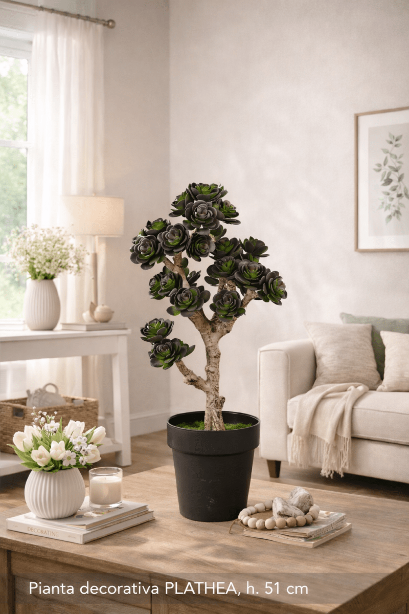 Sedum succulenta artificiale in PVC H.51cm - Perrone Shop