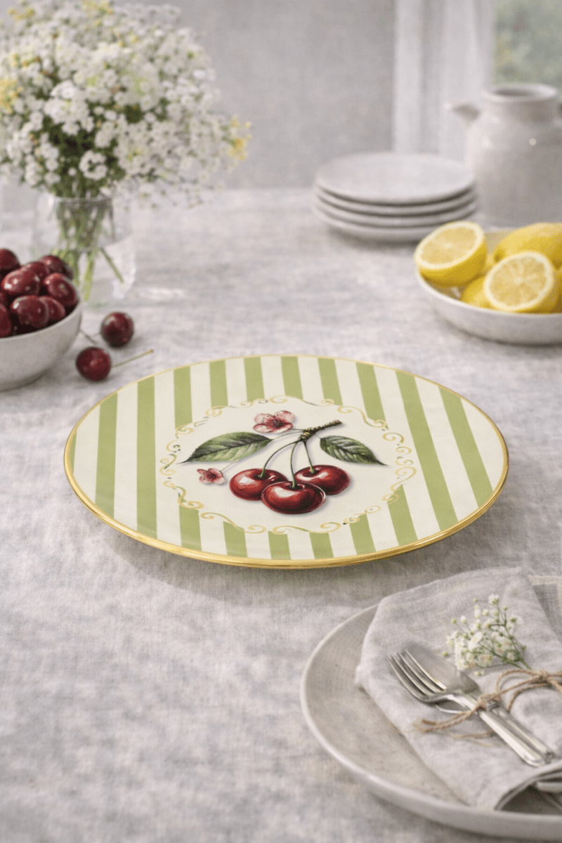 Sottopiatto con decorazioni ciliegie in PVC D.33CM - Perrone Shop