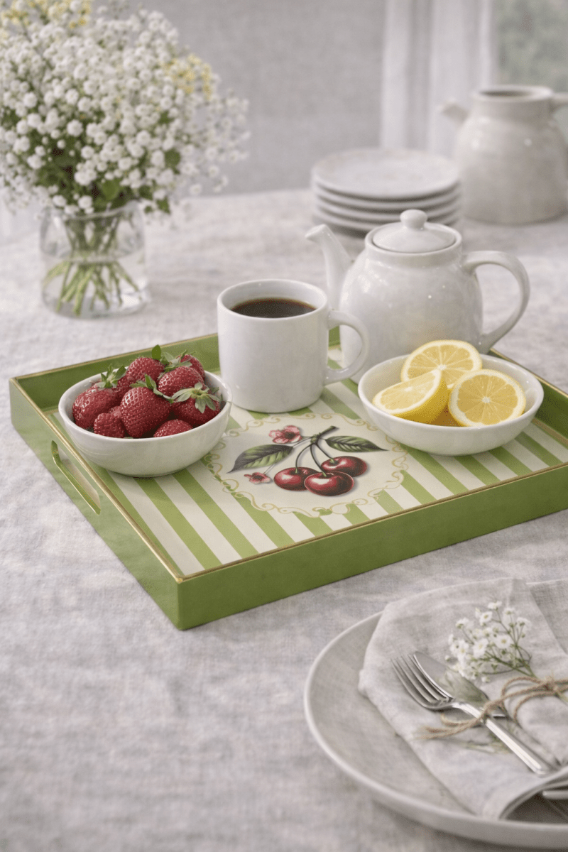 Vassoio con decorazioni ciliegie 35X25CM PVC - Perrone Shop