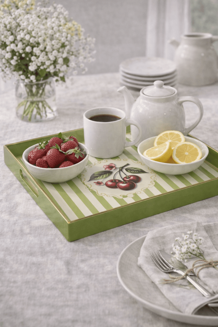 Vassoio con decorazioni ciliegie 35X25CM PVC - Perrone Shop