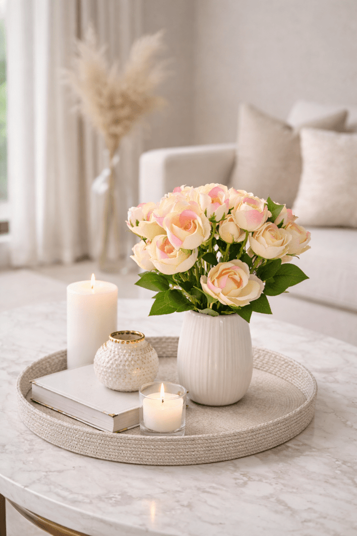 Rosa artificiale bell curly H40cm pinkcream | EDG - Perrone Shop