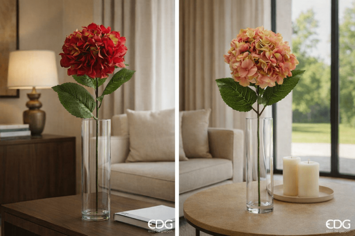 Ortensia ramo con foglie H75cm | EDG - Perrone Shop