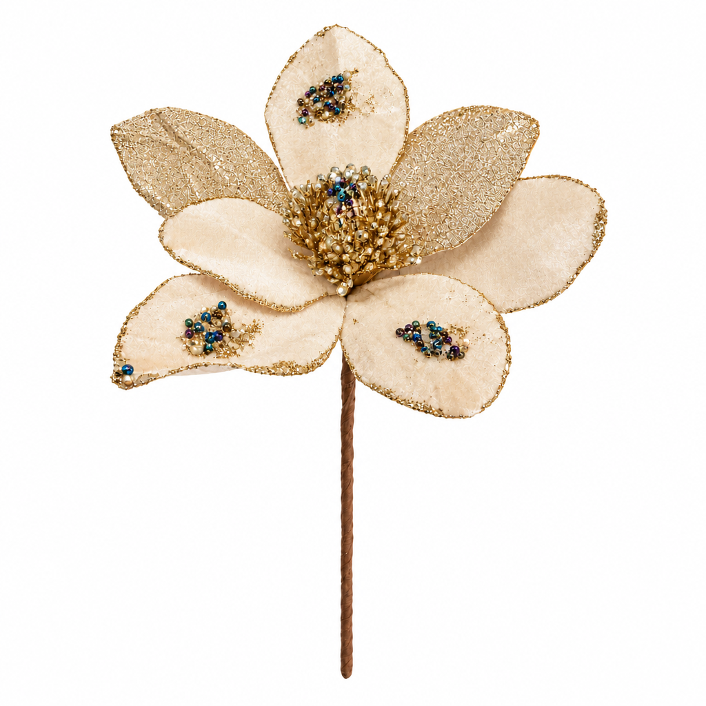 Ramo artificiale Magnolia Ivory Gold H.47 | EDG