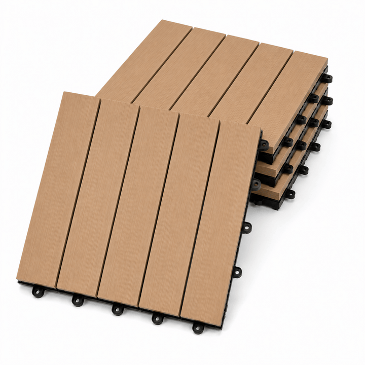 Set Piastrelle WPC a incastro click da esterno effetto legno 50x50cm - 4 pezzi - Perrone Shop