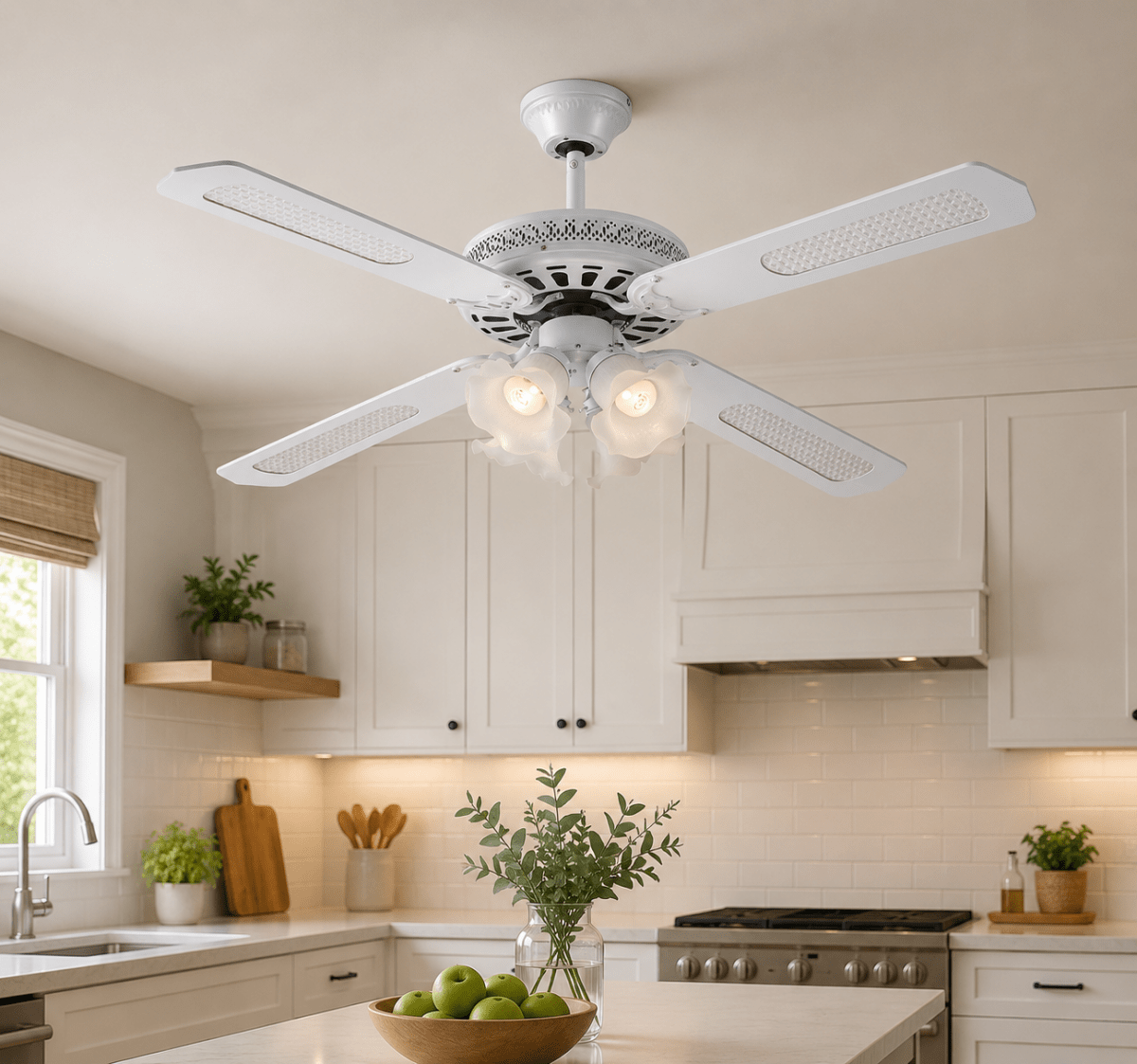 Ventilatore da Soffitto con Luce 4 Pale Silenzioso – Comfort Tutto l’Anno - Perrone Shop