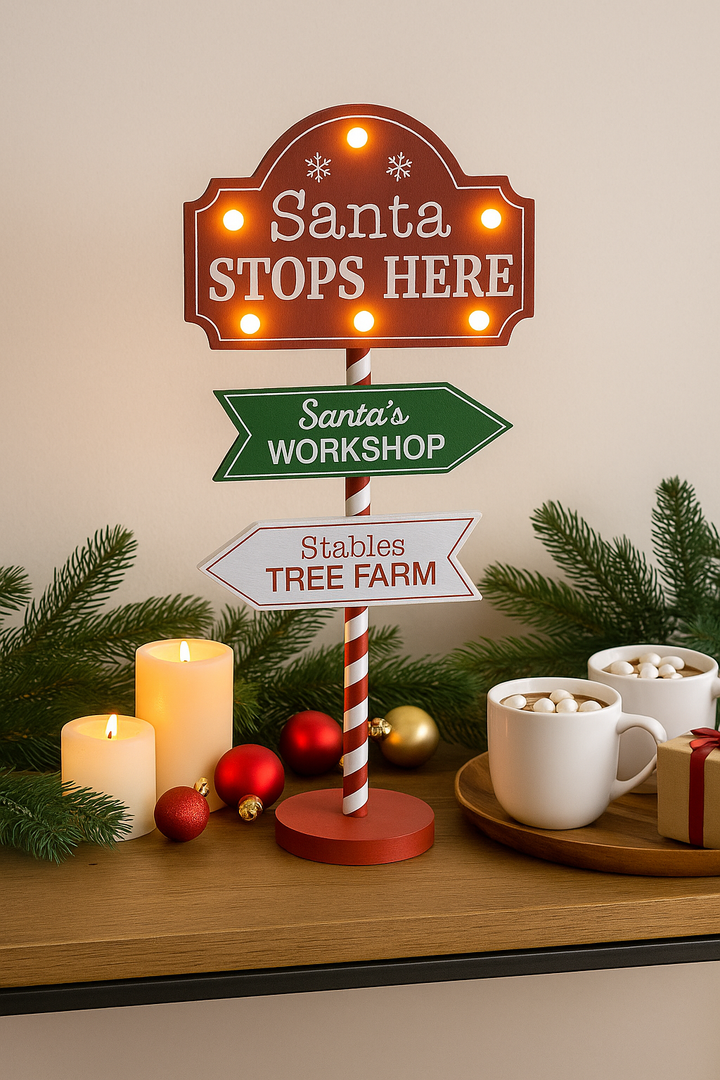 Cartello segnalatica in legno con 7 luci | Mercury