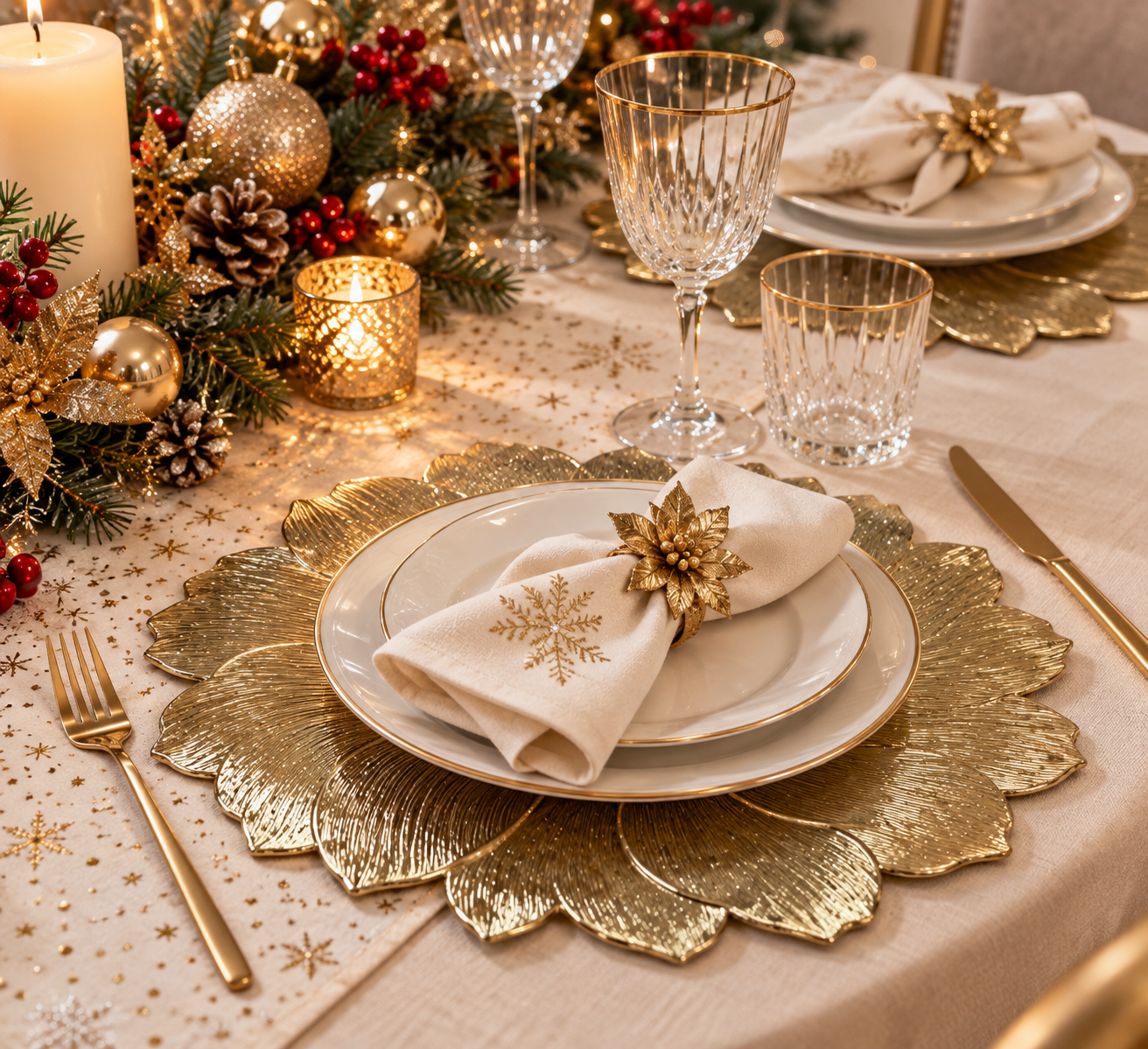 Sottopiatto Decorativo Fiore Oro D.38CM | Mercury