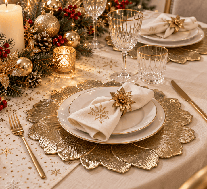 Sottopiatto Decorativo Fiore Oro D.38CM | Mercury - Perrone Shop