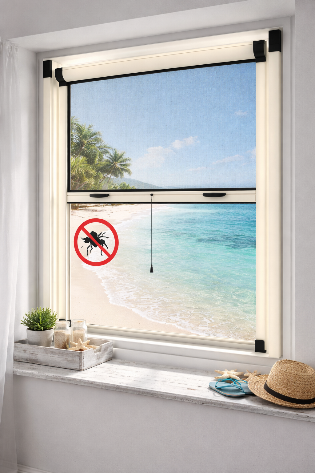 Zanzariera a Rullo Avorio per Finestra – Stop a Zanzare e Insetti in Casa