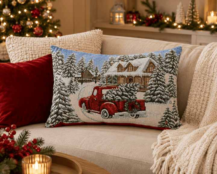Cuscino natalizio con Pickup rosso 50X32cm | Mercury - Perrone Shop