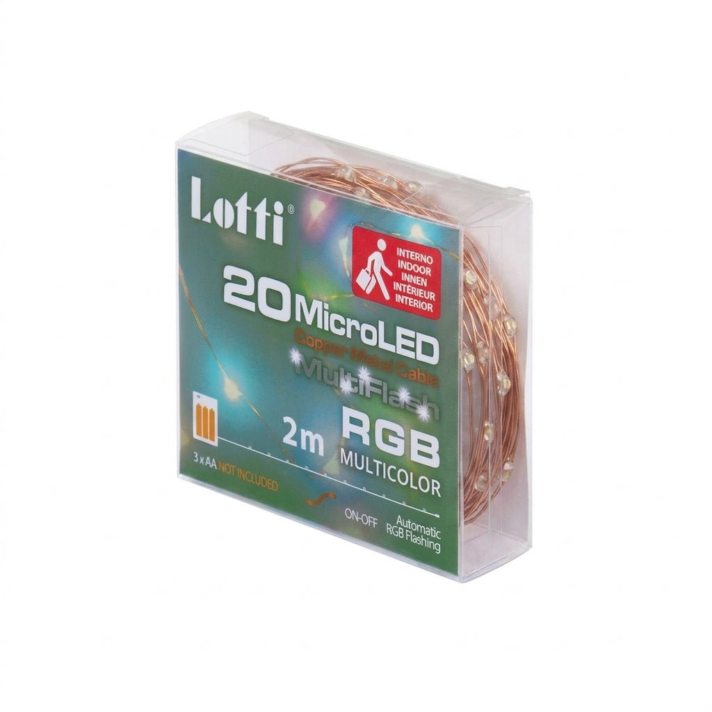 Catena 20 MicroLED RGB 2 m a Batteria con Giochi di Luce | Lotti - Perrone Shop