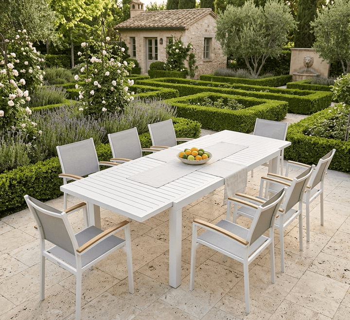 Tavolo da giardino bianco allungabile in alluminio Zeus Xone - Perrone Shop