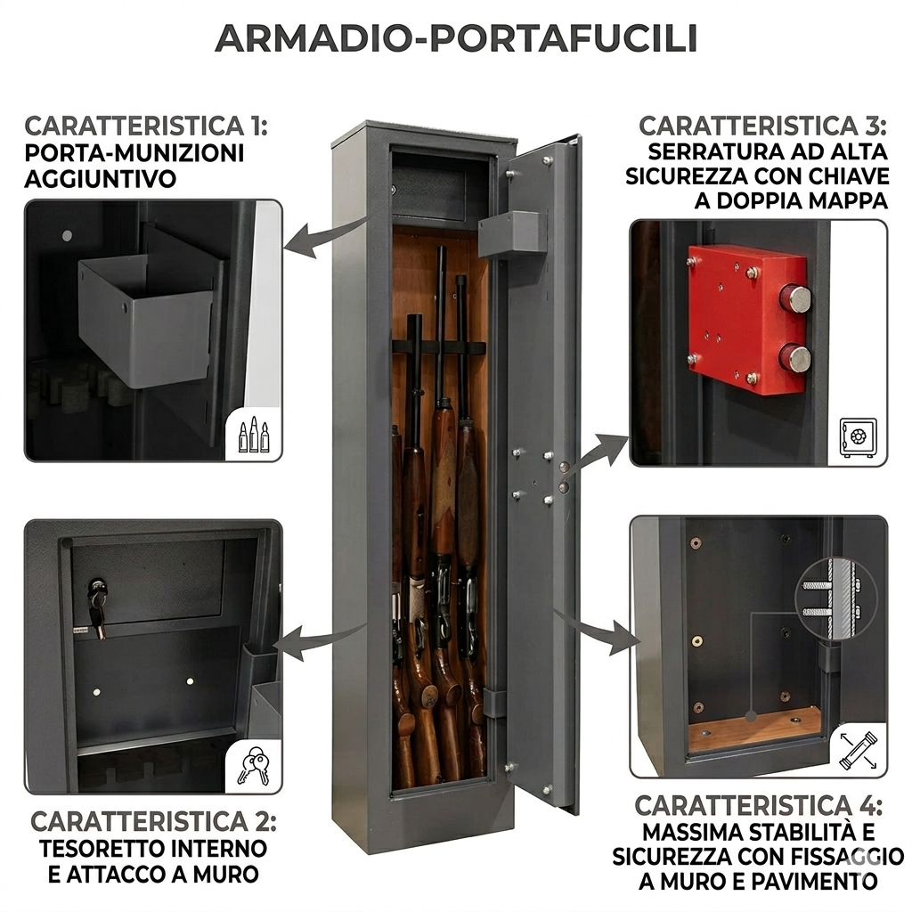 Armadio Blindato Portafucili EFFE con Serratura di Sicurezza