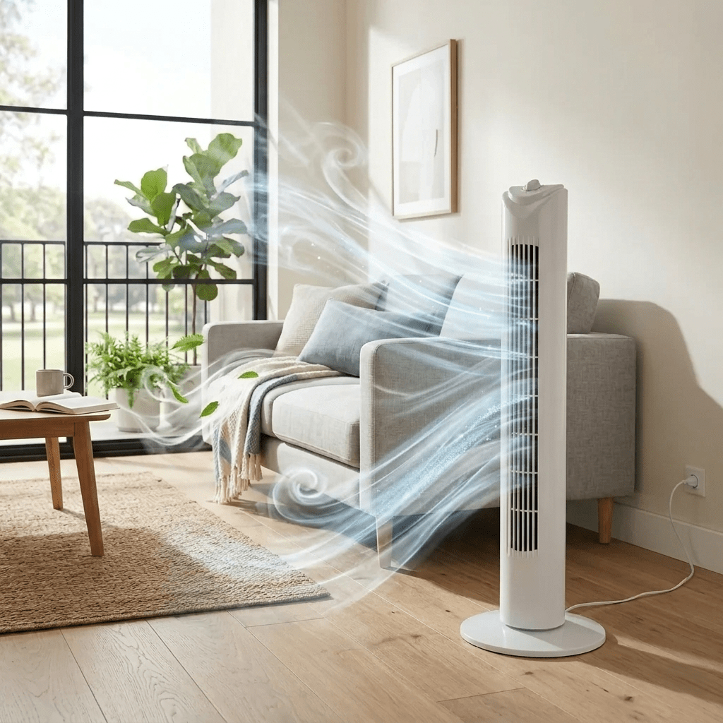 Ventilatore a Torre Silenzioso Bianco con Oscillazione e Timer - Perrone Shop
