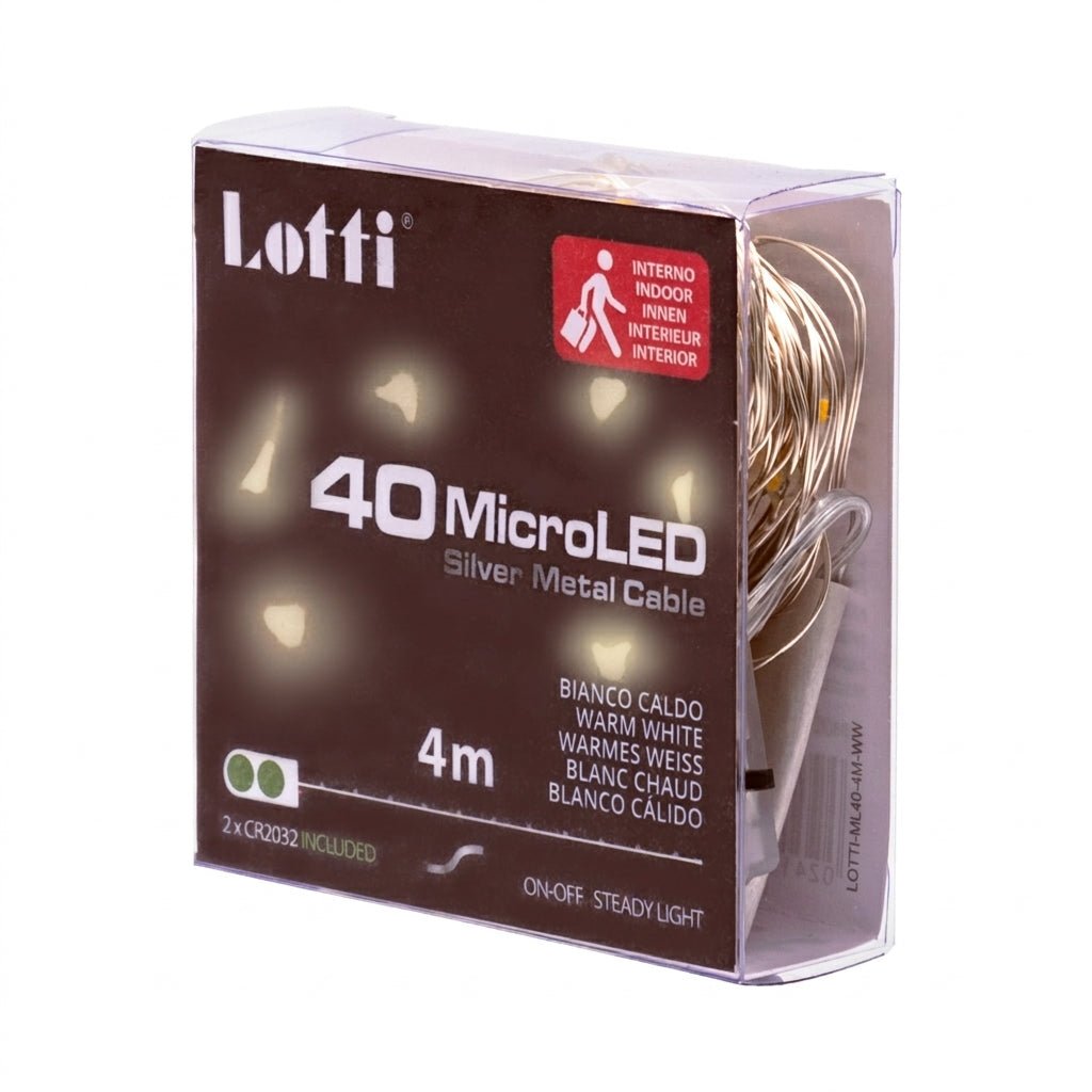 Catena Decorativa 40 MicroLED Bianco Caldo a Batteria – Lotti - Perrone Shop