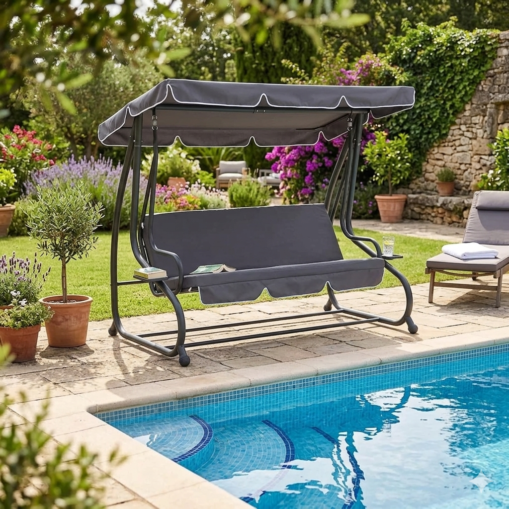 Xone Dondolo Valencia da Giardino 3 Posti Valencia Trasformabile in Letto - Perrone Shop