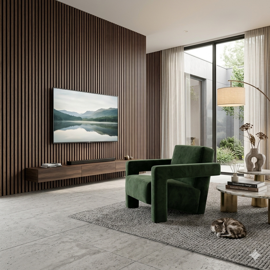 Set 4 pannelli fonoassorbenti dogati in MDF colore Teak H280X60,5X1,2cm | OX Zeroper