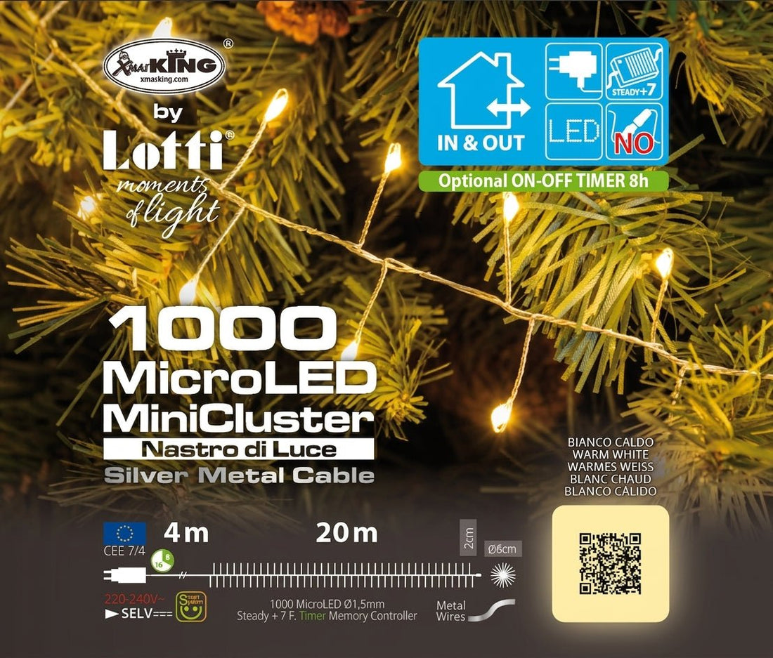 Luci di Natale 1000 LED Bianco Caldo 20 m con Timer Lotti - Perrone Shop