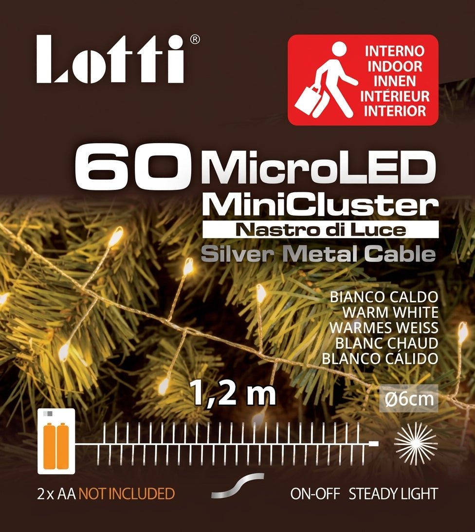 Catena 60 Microcluster Bianco Caldo 1,2 m a Batteria | Lotti - Perrone Shop