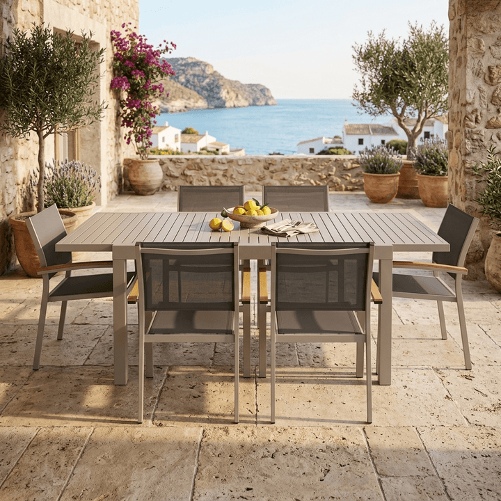 Set da giardino allungabile tortora Zeus con 6 sedie Era Xone - Perrone Shop