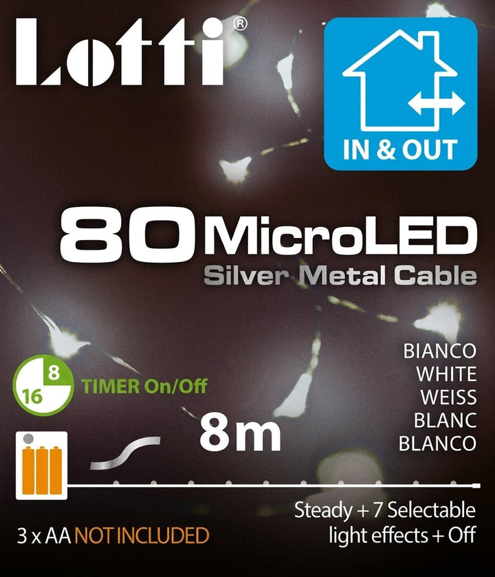 Catena 80 MicroLED 8 m a Batteria con Timer IP44 | Lotti - Perrone Shop