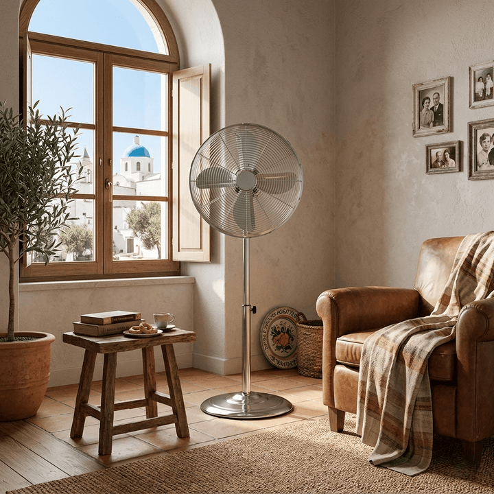 Ventilatore a piantana 4 pale cromato - Perrone Shop