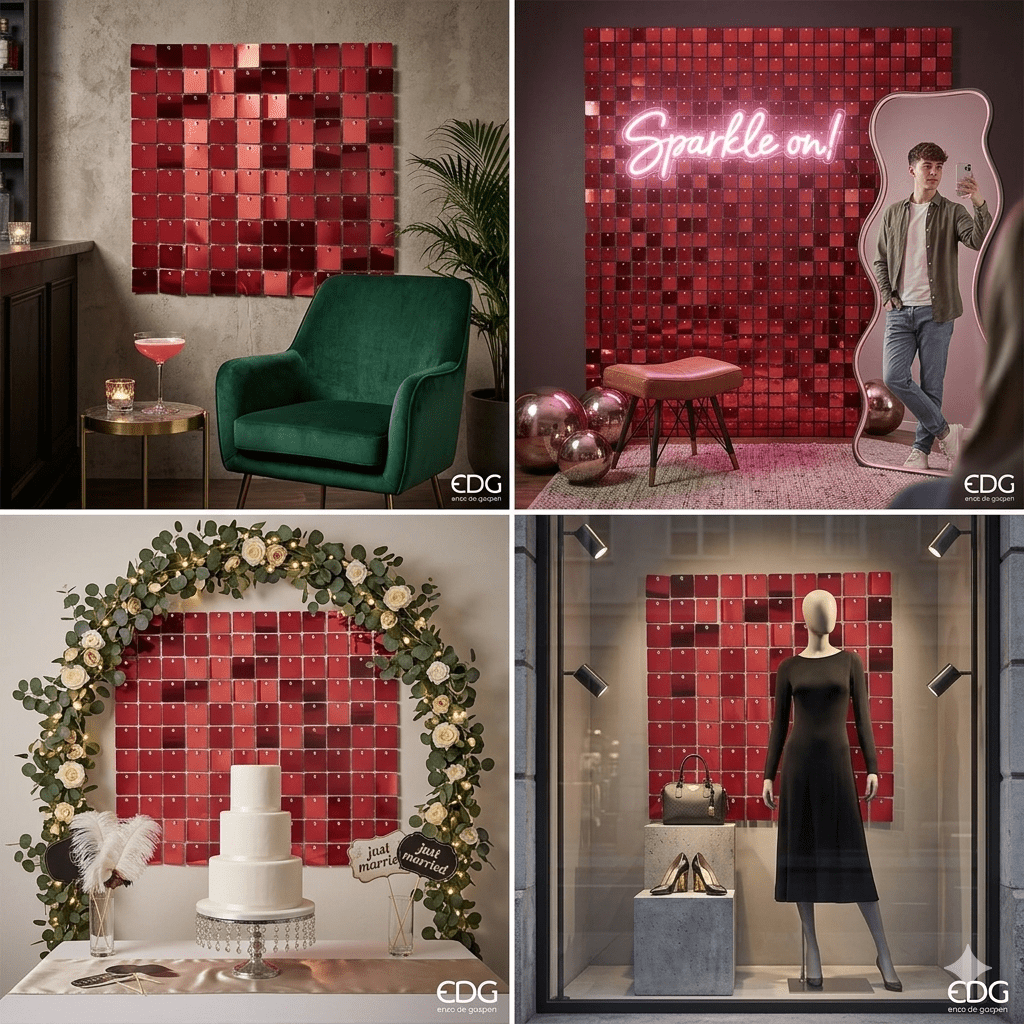 Decorazione natalizia a tenda quadrata con glitter | EDG - Perrone Shop