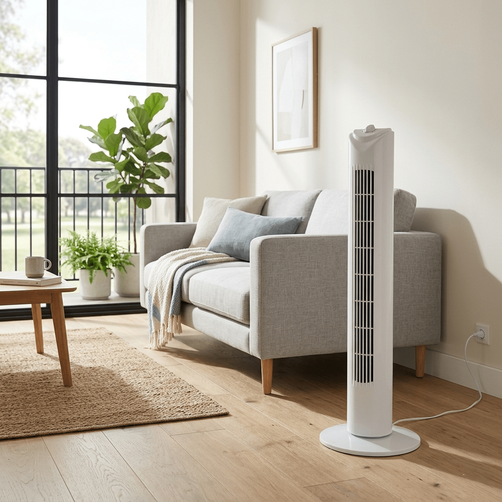 Ventilatore a Torre Silenzioso Bianco con Oscillazione e Timer - Perrone Shop