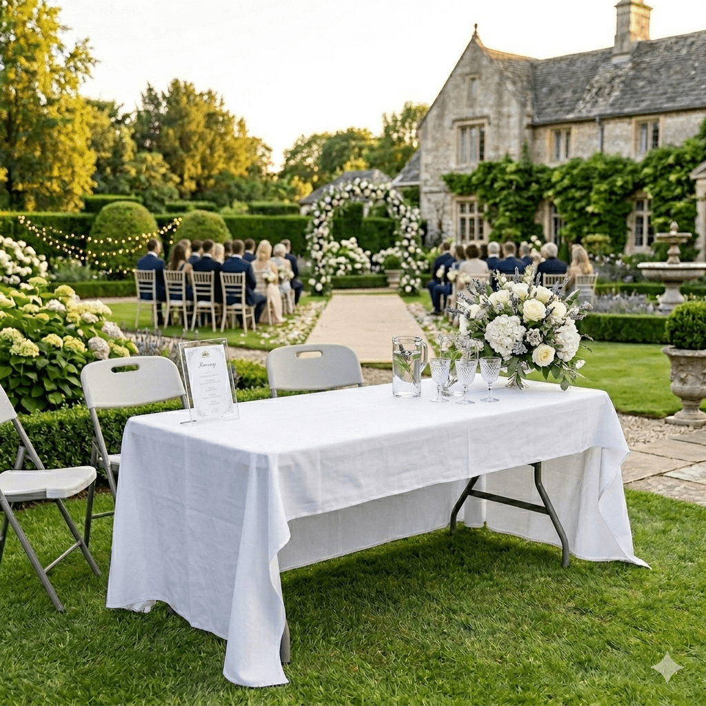 Tavolo da giardino con gambe richiudibili bianco Catering Xone - Perrone Shop