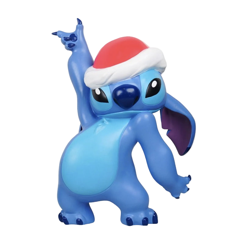 Statuetta Stitch Con Cappello da Babbo Natale