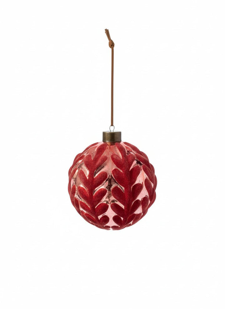 Palla di Natale 3D in vetro effetto Spiral + Decoro Velluto - Perrone Shop