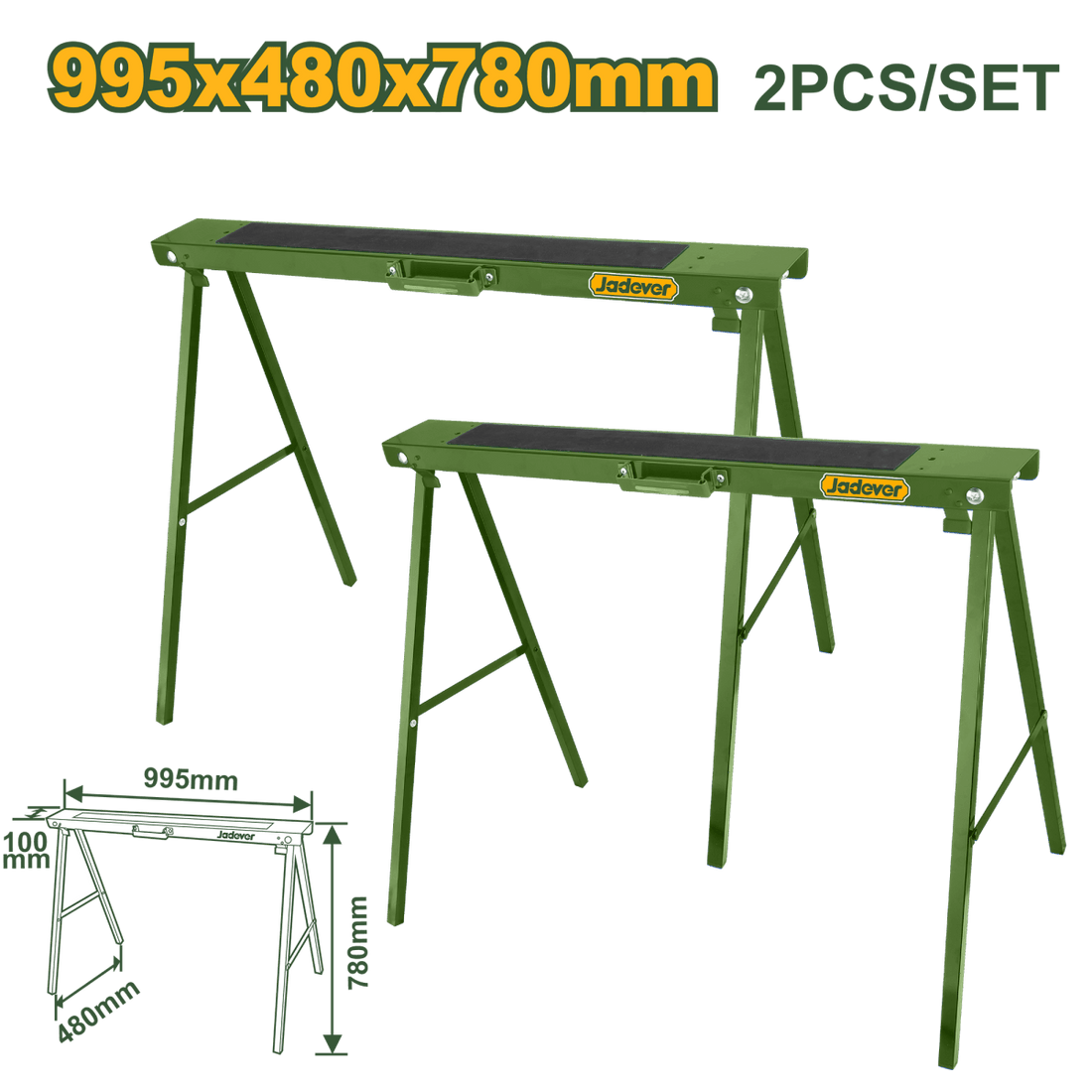 Cavalletti da lavoro pieghevoli Jadever in acciaio – Set 2 pezzi - Perrone Shop