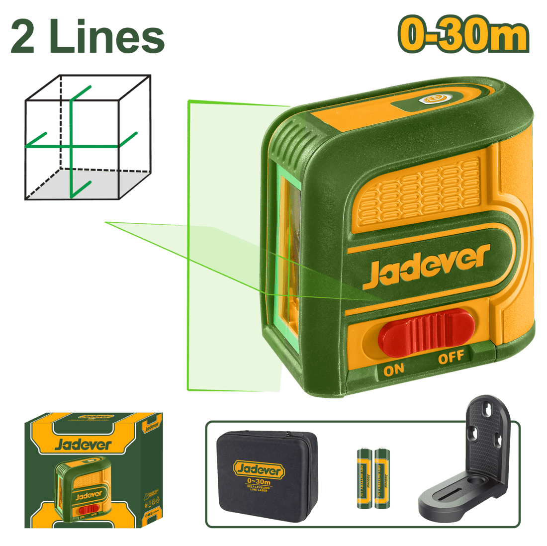 Livella Laser Verde Jadever 2 Linee Autolivellante 30m - Perrone Shop